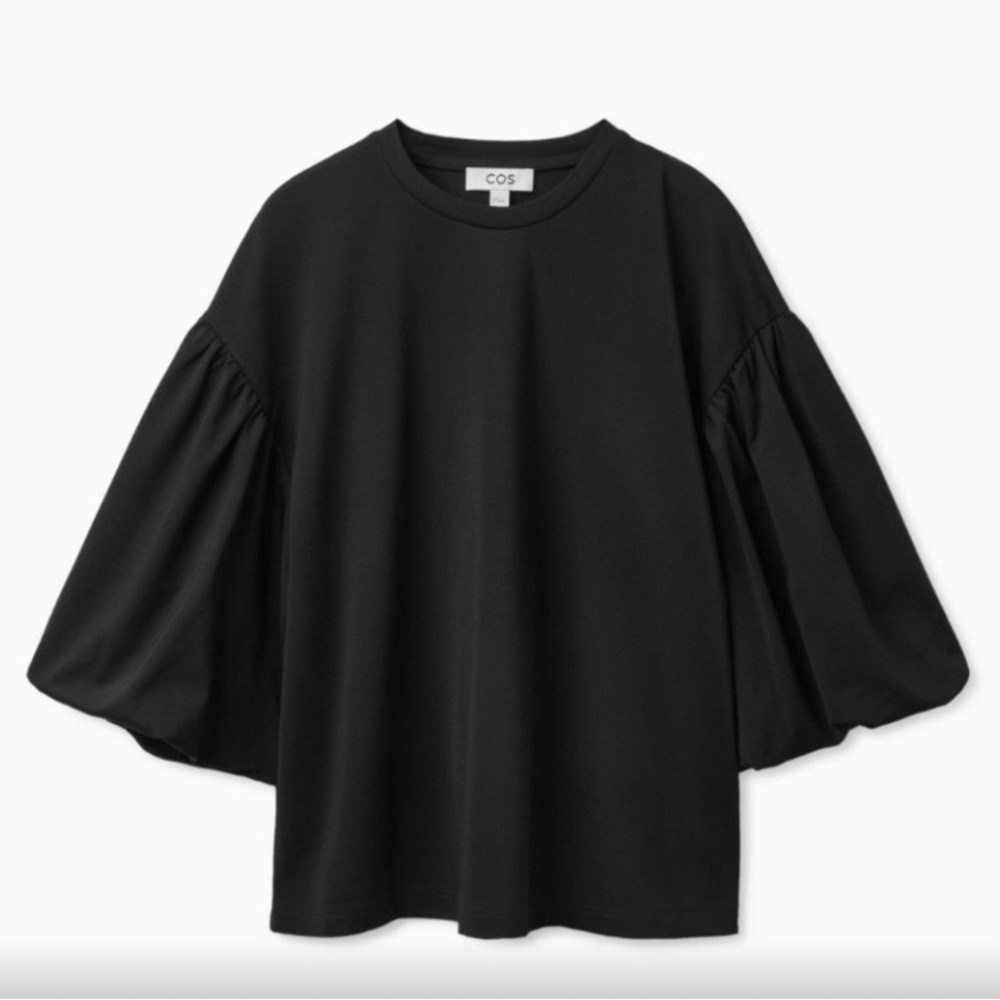 COS Bell Sleeve top. Comfy, made of knit shell, cotton sleeves, sized M